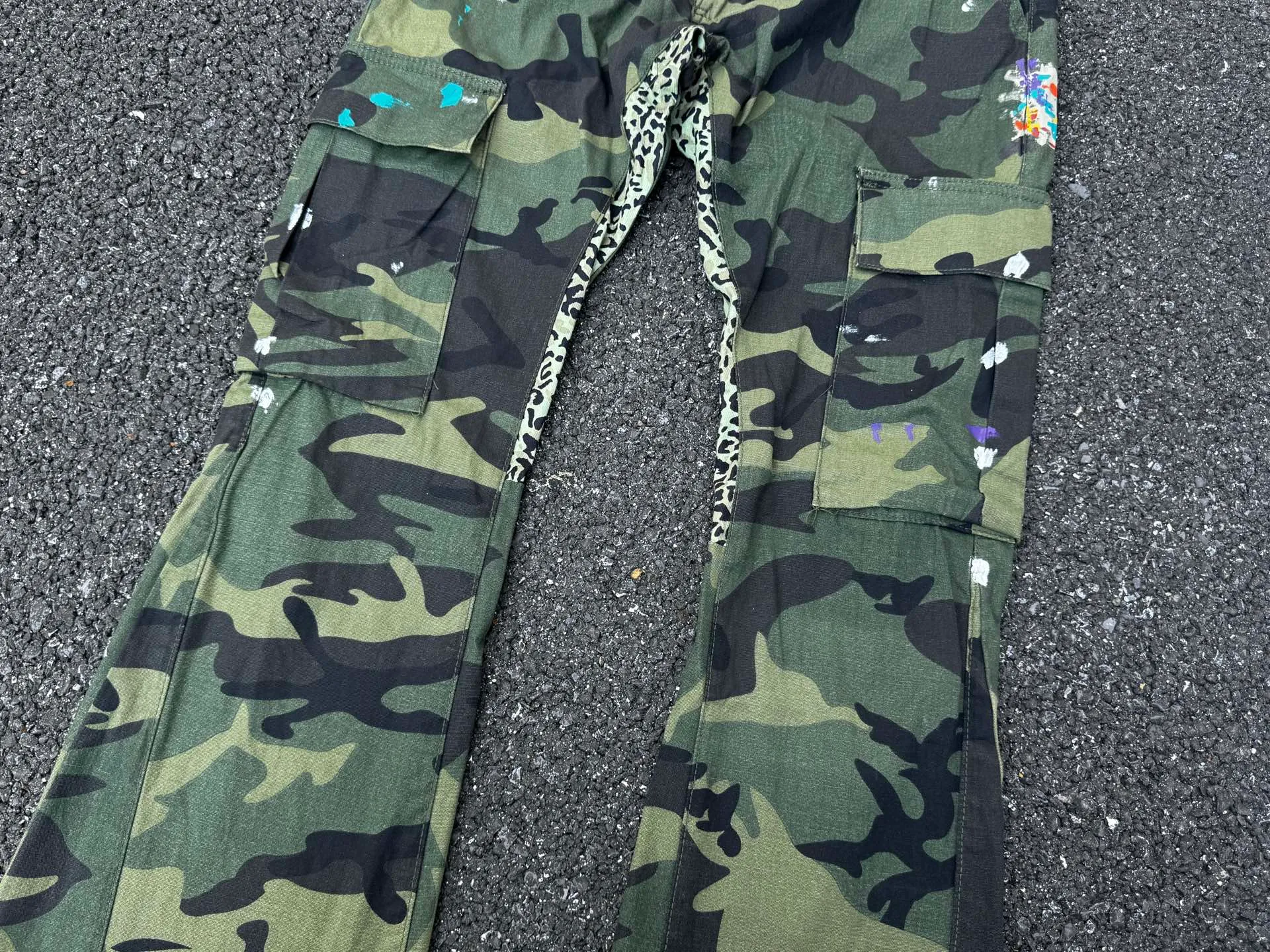 P250💰GA1 top version GALLERY DEPT. Camouflage splicing jeans micro-flared overalls Size: 28 30 32 34 36 (corresponding to S M L XL XXL)